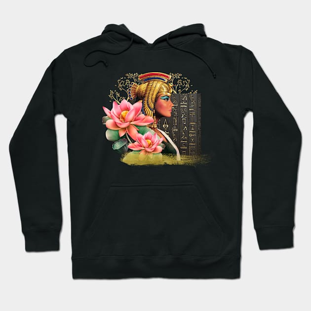 Cleopatra With Pink Lotus Hoodie by ERArts